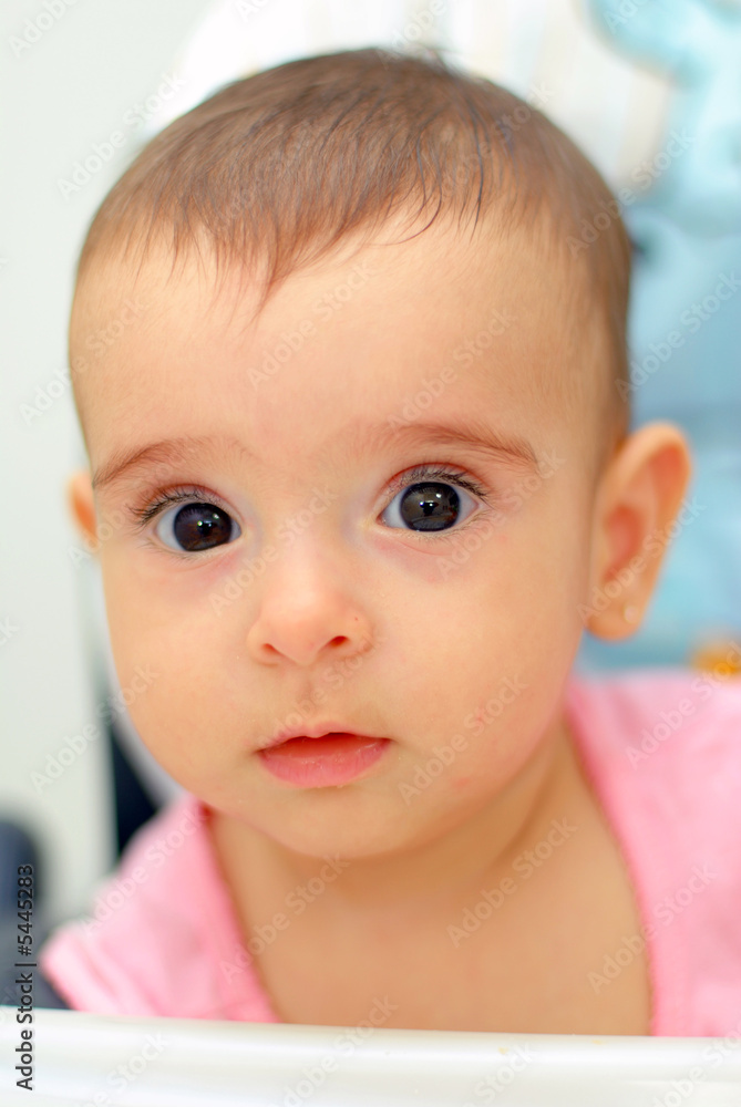 Portrait of a sweet Baby looking at the camera .