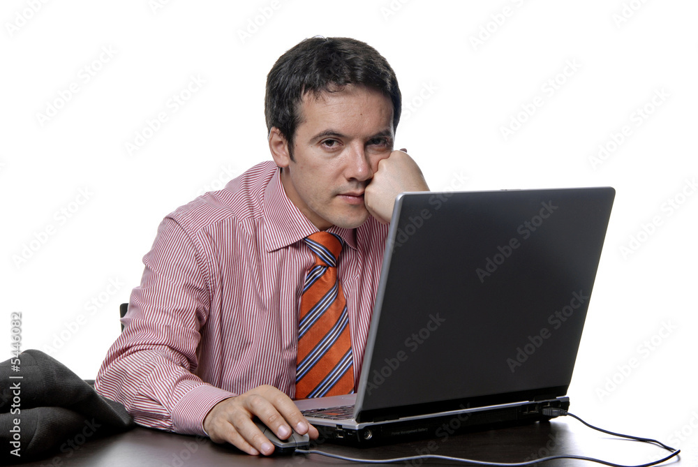 young man working with his personal computer young man working with his personal computer