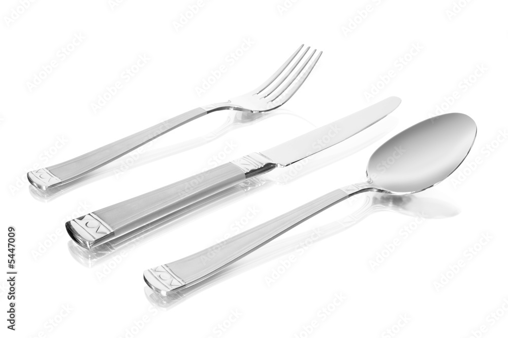 flatware isolated on white with reflection flatware isolated on white with reflection