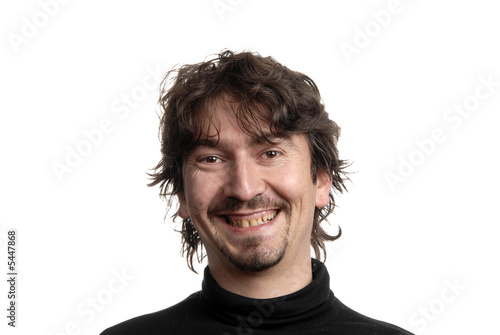 young casual man portrait in white background