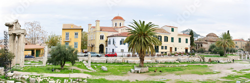 A panoramic view of a spot of the Plaka area in Athens, Greece