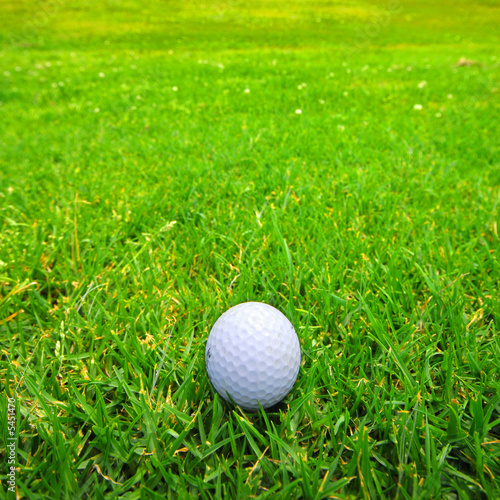 Close-up of golfball on fairway
