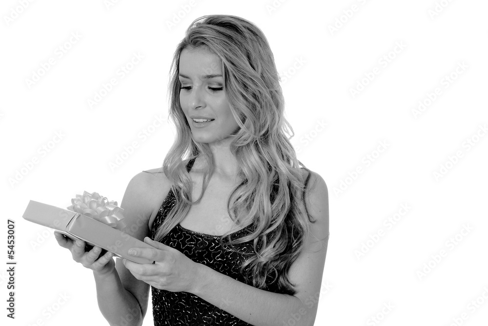 Obraz premium Lovely Blond Girl with a gift