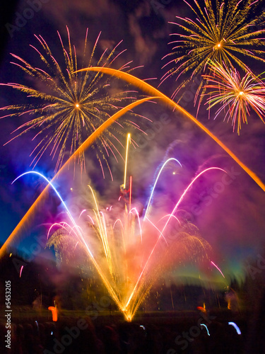 Fireworks display with multiple bursts