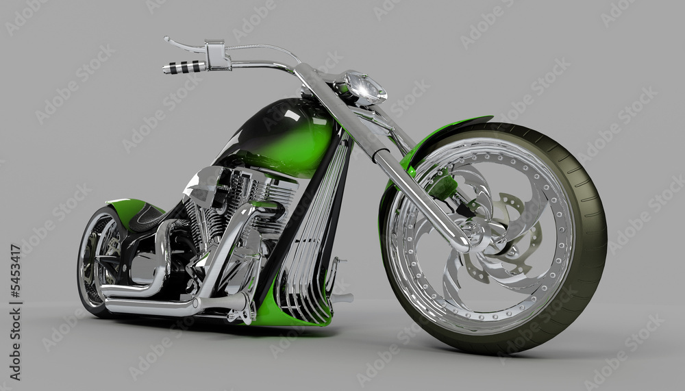 Fototapeta premium macho custom bike or motorcycle low angle