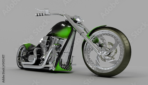 macho custom bike or motorcycle low angle