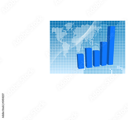 A modern bar chart with world map in the background.