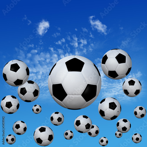 Soccer footballs set in High Cloud Sky © Michael Brown