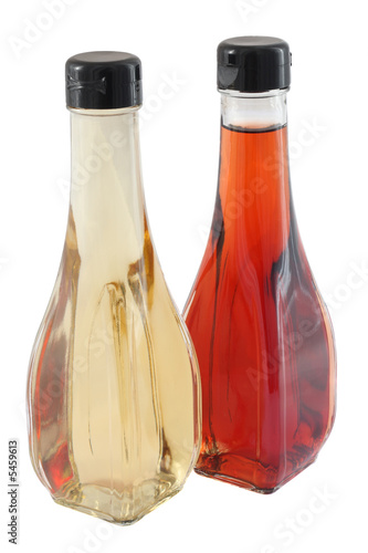Bottles of white and red vinegar