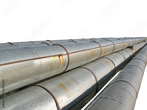 Steel pipe-line isolated on white background. 2007.