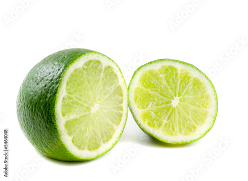 healthy green lime fruit, isolated on white