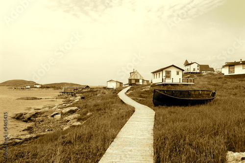 village de pêcheurs au Labrador sépia