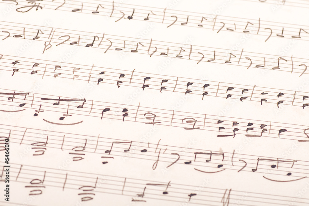 Old sheet of music score with hand-written notes Old sheet of music score with hand-written notes