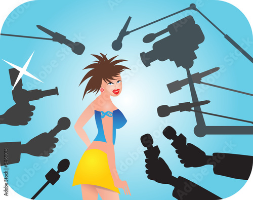 Superstar under attack of reporters.