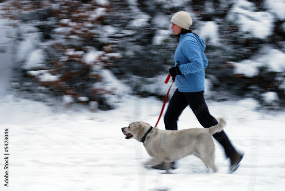 Winter running with dog