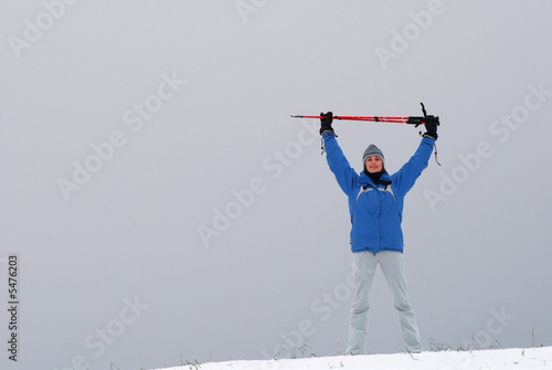 Winter exercising with nordic walking poles