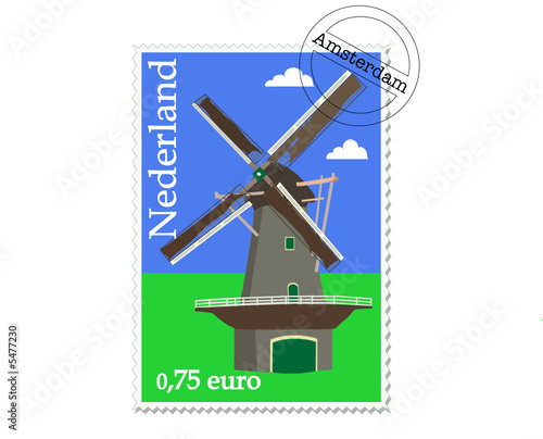 Dutch fantasy stamp of a windmill