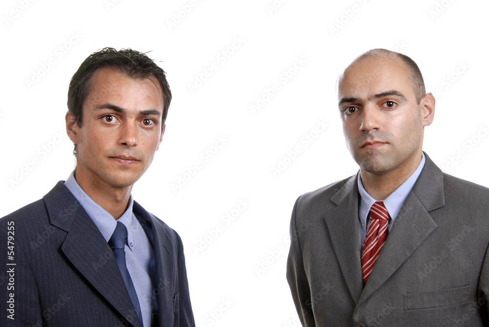two young business men portrait on white two young business men portrait on white