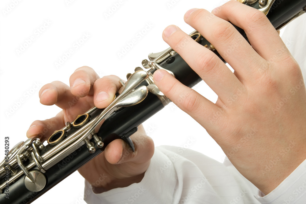 Fototapeta premium Clarinet player. It is isolated on a white background.