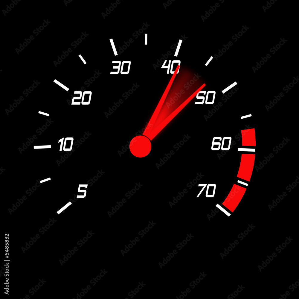 odometer with white digits and red blured pointer odometer with white digits and red blured pointer