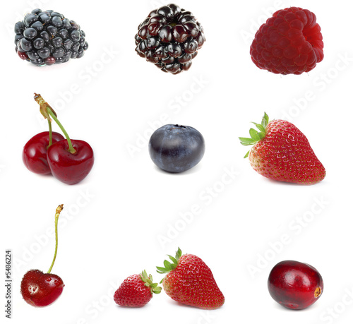 Colection of berries isolated on white background
