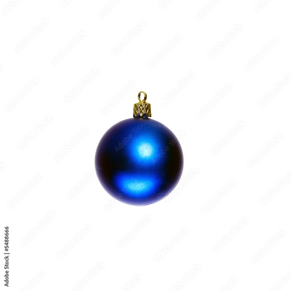 Blue Christmas Bauble against White Background Blue Christmas Bauble against White Background