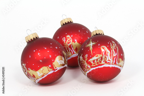 Three Red Ornaments