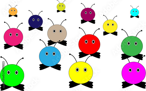 a big mass of colored looking people