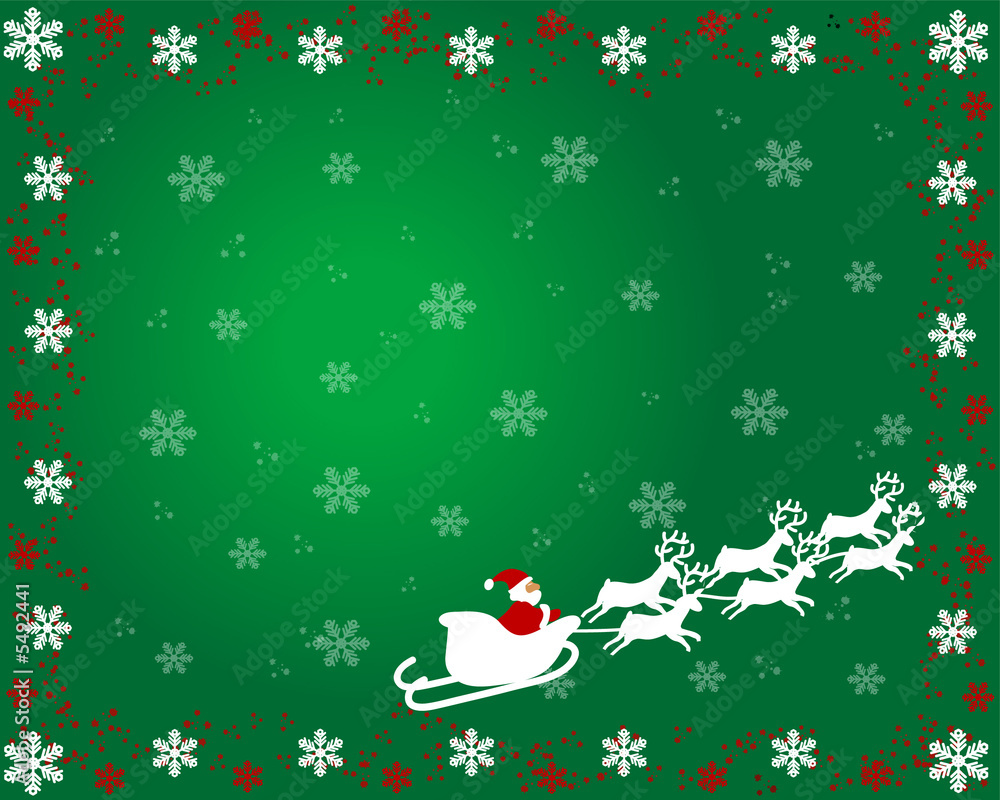 Fototapeta premium postal de navidad con santa claus sobre fondo verde