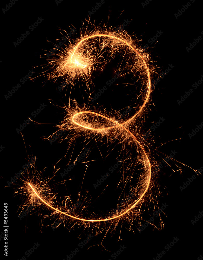 The Sparkler digit against a black background