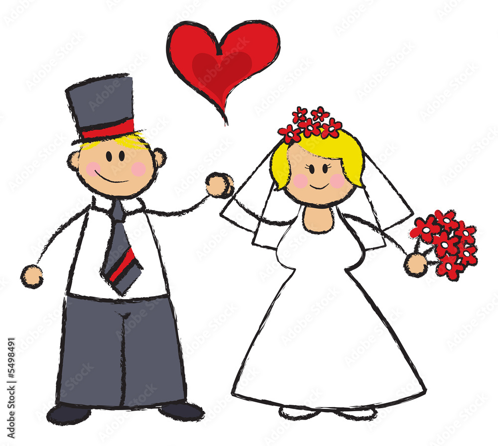 cartoon illustration of a wedding couple in fair skin tone cartoon illustration of a wedding couple in fair skin tone