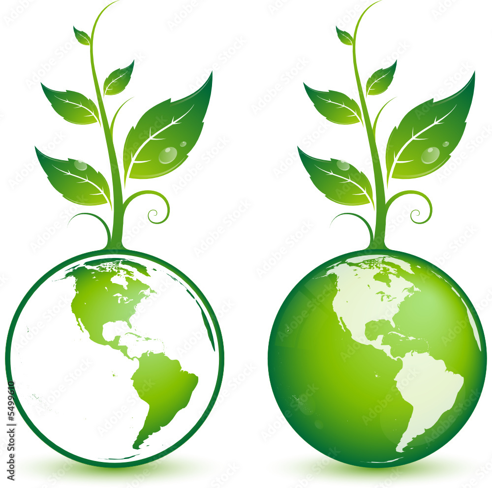 Planète terre avec plante verte, image vectorielle Planète terre avec plante verte, image vectorielle