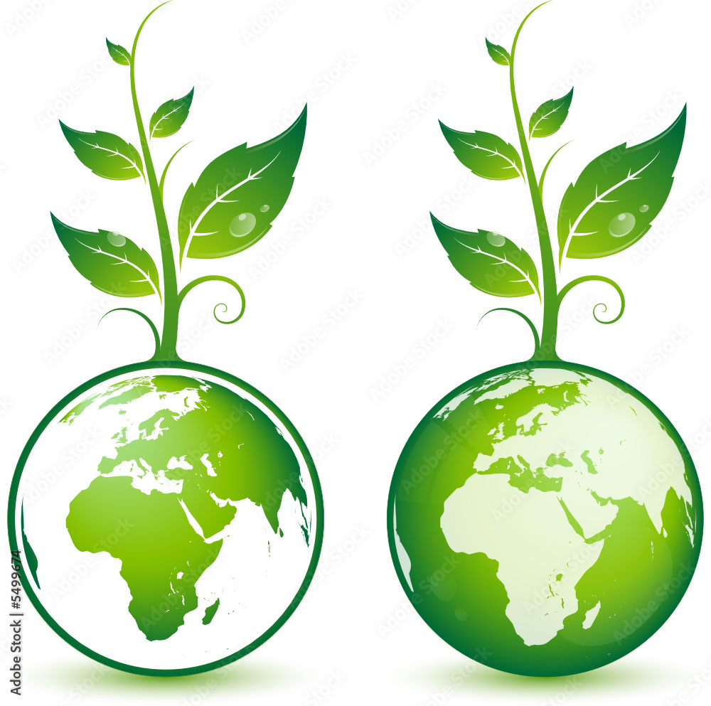 Planète terre avec plante verte, image vectorielle Planète terre avec plante verte, image vectorielle