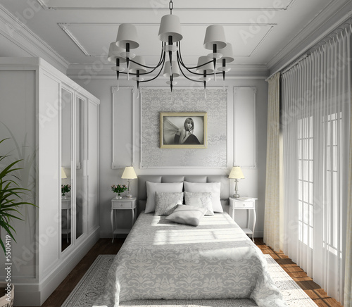 classic design of interior. Badroom. 3D render.