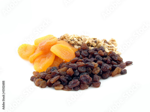 Walnuts, raisins and dried apricots