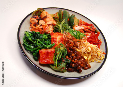 plate of korean side dishes, or banchan