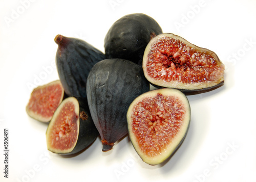 organic black mission figs, isolated on white.
