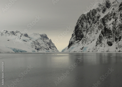 sunrise at lemaire channel in antarctica.