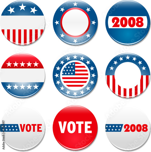 Set of 9 election campaign badges photo