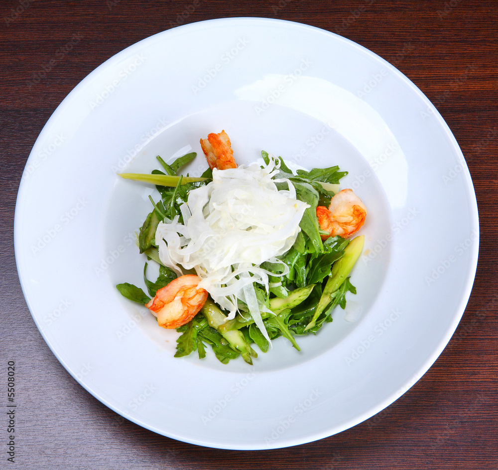 Green salad with king prawns Green salad with king prawns