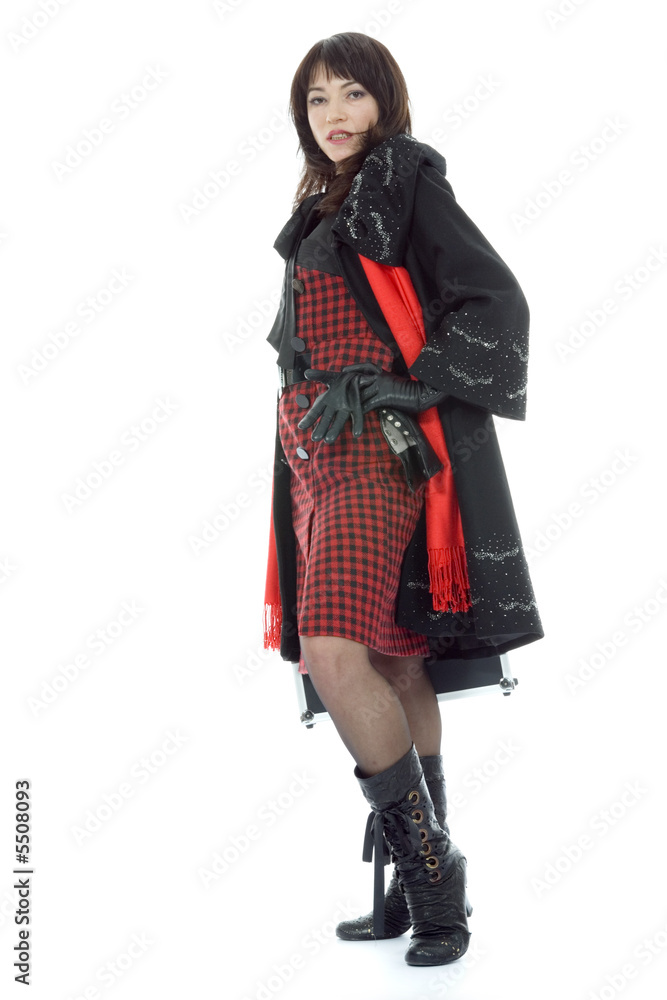 Beautifu lbrunette with valise on isolated background Beautifu lbrunette with valise on isolated background