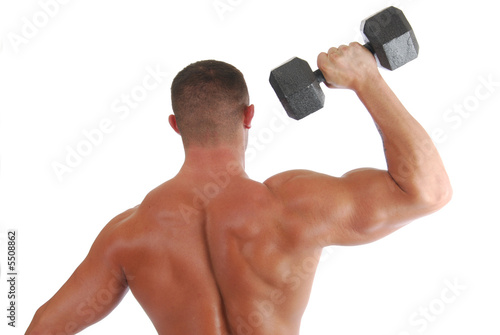 A bodybuilder lifting a dumbell