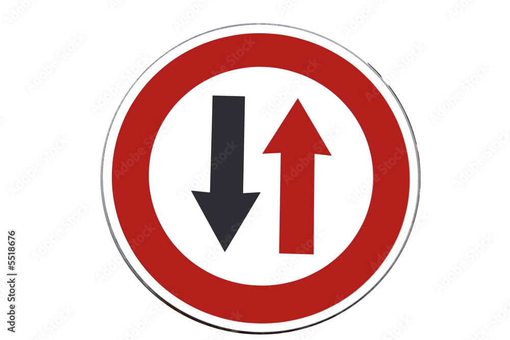 Traffic sign - one way only, two arrows Traffic sign - one way only, two arrows