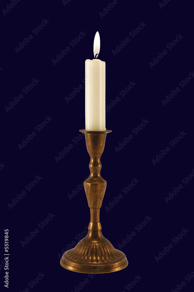 Candle-light with candelabrum isolated on dark blue. Candle-light with candelabrum isolated on dark blue.