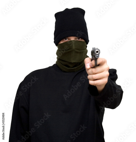 man with a gun studio isolated