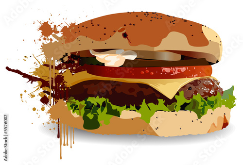 A vector burger in a splashy style.