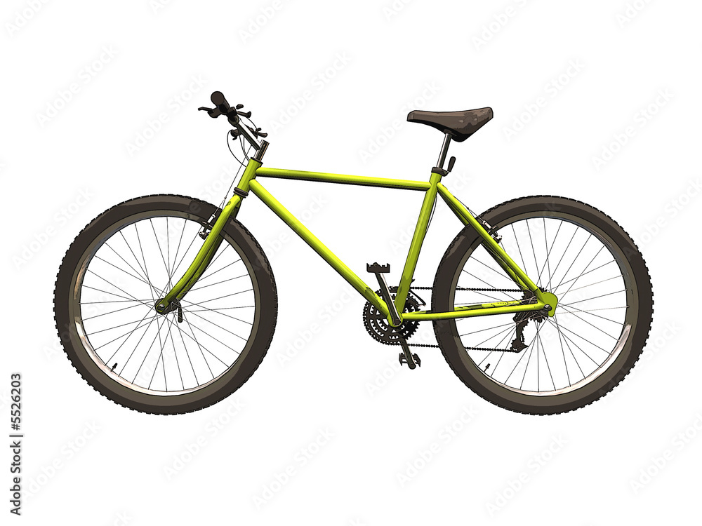 Side Profile Illustration of a Mountain Bike.