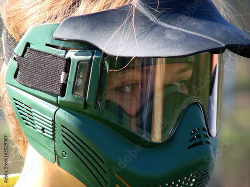 paintballer with protective mask