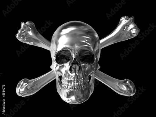 poison or toxic symbol chrome skull 3d