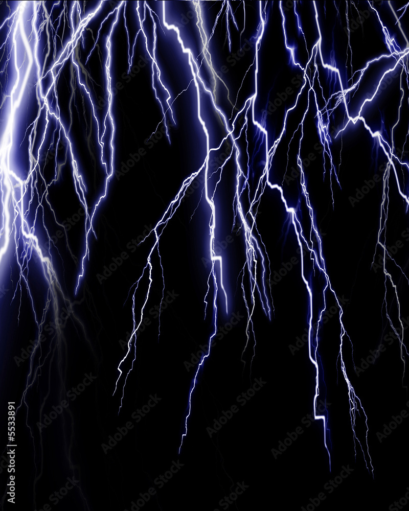 Obraz premium Lightning flash on black background